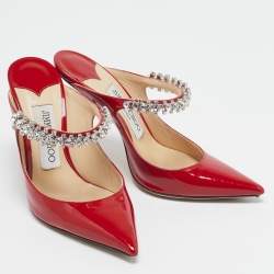 Pre Owned Jimmy Choo Red Patent Leather Bing Mules Size 34