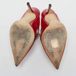 Pre Owned Jimmy Choo Red Patent Leather Bing Mules Size 34