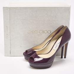 Pre Owned Jimmy Choo Purple Patent Leather Crown Pumps Size 40.5