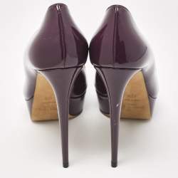 Pre Owned Jimmy Choo Purple Patent Leather Crown Pumps Size 40.5