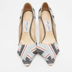 Pre Owned Jimmy Choo Multicolor Canvas Tegan 85 Pumps Size 39