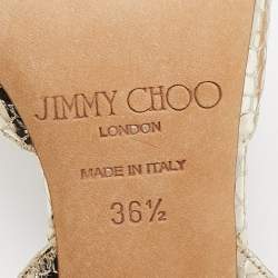 Jimmy Choo Gold Texture Leather Pointed Toe Slingback Pumps Size 36.5