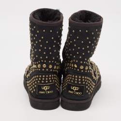 Jimmy Choo x Uggs Black Studded Suede Mandah Boots Size 39