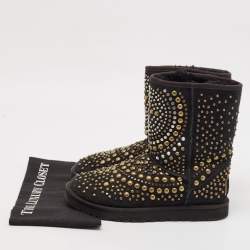 Jimmy Choo x Uggs Black Studded Suede Mandah Boots Size 39