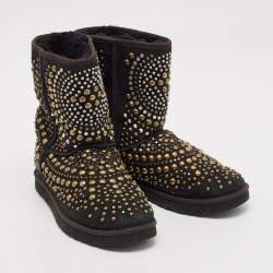 Jimmy Choo x Uggs Black Studded Suede Mandah Boots Size 39