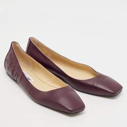 Jimmy Choo Burgundy Leather Ballet Flats Size 40