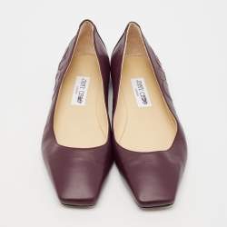 Jimmy Choo Burgundy Leather Ballet Flats Size 40