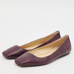 Jimmy Choo Burgundy Leather Ballet Flats Size 40
