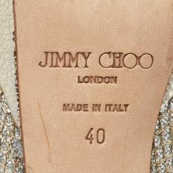 Jimmy Choo Metallic Glitter Dahlia Peep Toe Platform Pumps Size 40