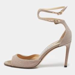 Jimmy Choo Gold Glitter Annie Ankle Strap Sandals Size 39