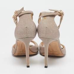Jimmy Choo Gold Glitter Annie Ankle Strap Sandals Size 39