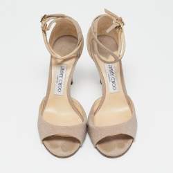 Jimmy Choo Gold Glitter Annie Ankle Strap Sandals Size 39