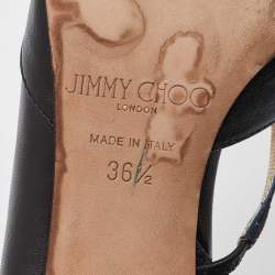 Jimmy Choo Black Leather Pointed Toe Ray Slingback Pumps Size 36.5