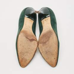 Pre Owned Jimmy Choo Dark Green Velvet Romy Pumps Size 39