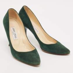 Pre Owned Jimmy Choo Dark Green Velvet Romy Pumps Size 39