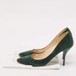 Pre Owned Jimmy Choo Dark Green Velvet Romy Pumps Size 39