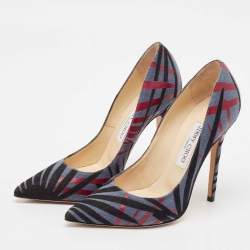 Jimmy Choo Multicolor Canvas Abel Pointed Toe Pumps Size 37.5