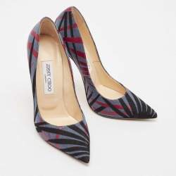 Jimmy Choo Multicolor Canvas Abel Pointed Toe Pumps Size 37.5