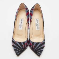 Jimmy Choo Multicolor Canvas Abel Pointed Toe Pumps Size 37.5