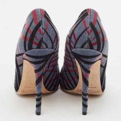 Jimmy Choo Multicolor Canvas Abel Pointed Toe Pumps Size 37.5
