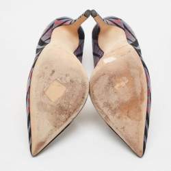 Jimmy Choo Multicolor Canvas Abel Pointed Toe Pumps Size 37.5