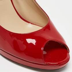 Jimmy Choo Red Patent Leather Quiet Peep Toe Pumps Size 39.5