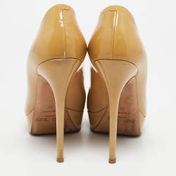 Jimmy Choo Beige Patent Leather Cosmic Platform Pumps Size 40