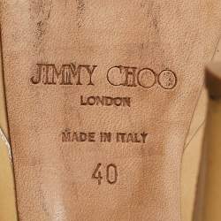 Jimmy Choo Beige Patent Leather Cosmic Platform Pumps Size 40