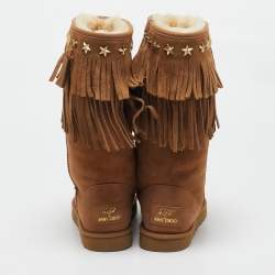 Jimmy Choo Brown Suede Studded Accent Mid Calf Boots Size 39