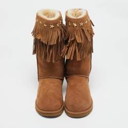 Jimmy Choo Brown Suede Studded Accent Mid Calf Boots Size 39