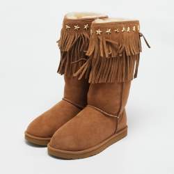 Jimmy Choo Brown Suede Studded Accent Mid Calf Boots Size 39