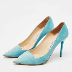 Jimmy Choo Blue Suede Avril Pumps Size 38.5