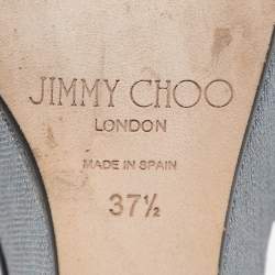 Jimmy Choo Blue Denim Prima Wedge Sandals Size 37.5