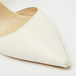 مملوكة مسبقًا Jimmy Choo White Leather Pointed Toe Mules Size 36.5