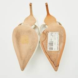 مملوكة م سبقًا Jimmy Choo White Leather Pointed Toe Mules Size 36.5