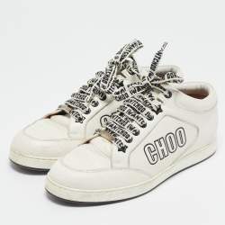 Jimmy Choo White Leather Miami Low Top Sneakers Size 37