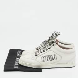 Jimmy Choo White Leather Miami Low Top Sneakers Size 37