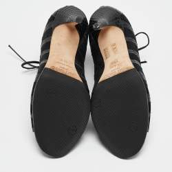 Jimmy Choo Black Python and Suede Lace Up Pumps 36.5