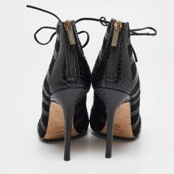 Jimmy Choo Black Python and Suede Lace Up Pumps 36.5