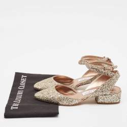 Jimmy Choo Metallic Glitter Micky Ankle Strap Sandals Size 37
