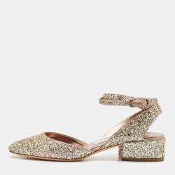 Jimmy Choo Metallic Glitter Micky Ankle Strap Sandals Size 37