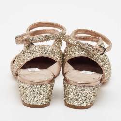 Jimmy Choo Metallic Glitter Micky Ankle Strap Sandals Size 37