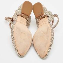 Jimmy Choo Metallic Glitter Micky Ankle Strap Sandals Size 37