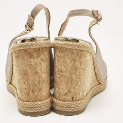 Jimmy Choo Metallic Pink Glitter Amely Wedge Sandals Size 39