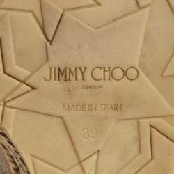 Jimmy Choo Metallic Pink Glitter Amely Wedge Sandals Size 39