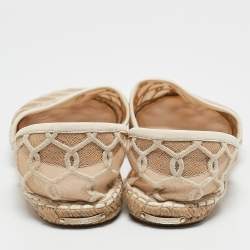 Jimmy Choo Cream Leather and Mesh Dreya Espadrille Flats Size 39