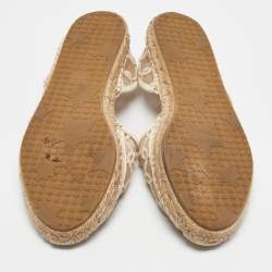 Jimmy Choo Cream Leather and Mesh Dreya Espadrille Flats Size 39