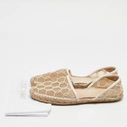 Jimmy Choo Cream Leather and Mesh Dreya Espadrille Flats Size 39