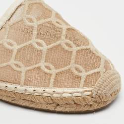 Jimmy Choo Cream Leather and Mesh Dreya Espadrille Flats Size 39