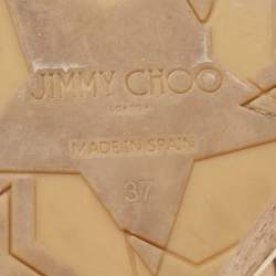 مملوكة مسبقًا Jimmy Choo Metallic Gold Leather Cork Wedge Sandals Size 37